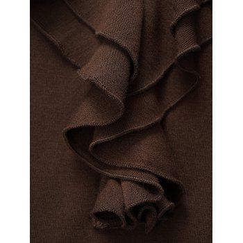 Ruffles Trim Ruched Tank Top Solid Color V Neck Casual Tank Top 