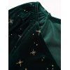 Robe Etoile Imprimée Enveloppée Elastique à Epaule Dénudée à Manches Longues en Velours - Vert profond M | US 6