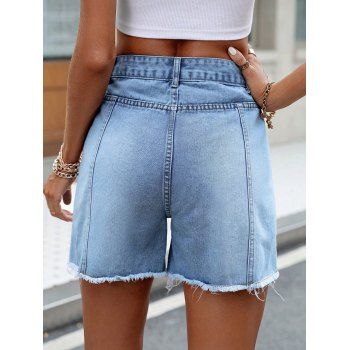 Women's Casual Fashion Denim Shorts Summer High Rise Zipper Fly Hem Denim Jean Shorts