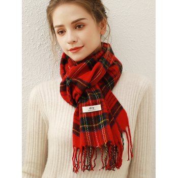 

New Long Knitted Scarves Women's Winter Fashion Joker Retro Plaid Scarf Shawl, Red wine
