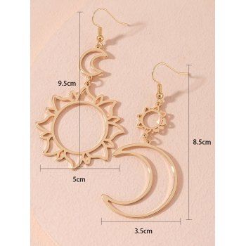 Hollow Out Sun Moon Shape Irregular Drop Earrings