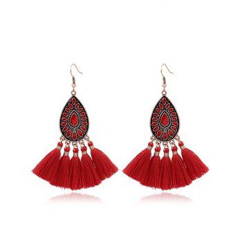 

Bohemian Red Earrings New Chinese Style Festive Retro Tassel Earrings