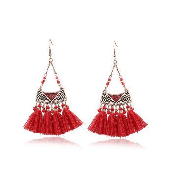 

Bohemian New Chinese Style Festive Retro Tassel Red Earrings