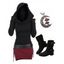 Bottes à Chaîne Multicolores et Robe Mi-Mollet avec Pendentif Champignon et Lune - Noir S | US 4