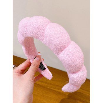 

Pink Makeup Bubble Braided Solid Color Hairband, Light pink