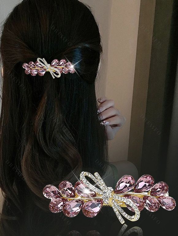 Pince à Cheveux Noué en Arrière en Cristal Accessoire - Rose clair 