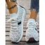 Letter Pattern Sneakers Lace Up Breathable Comfy Knitted Shoes - Blanc EU 41