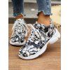 Graffiti Lace-Up Round Toe Faux Leather Casual Sneakers - multicolor B EU 36