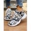 Graffiti Lace-Up Round Toe Faux Leather Casual Sneakers - multicolor B EU 37