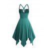 Robe Mouchoir Nouée en Avant à Bretelle en Couleur Unie à Cordon - Vert S | US 4