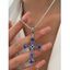 Collier Ras de Cou avec Pendentif Croix Incrustée de Zircon Coloré Style Hip Hop pour Femmes - Bleu 