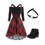 Ensemble Corset Femme Zippé Haut-Bas à Épaules Dénudées et Robe Ajourée - Rouge S | US 4