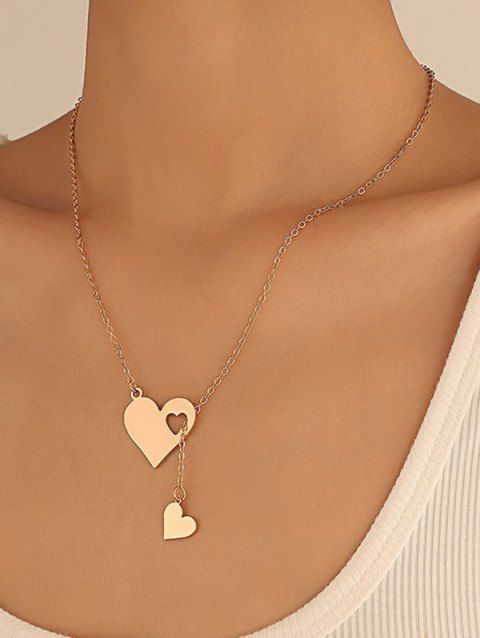 Hollow Out Peach Heart Shaped Simple Style Pendant Necklace