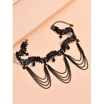 Hollow Out Lace Choker Waterdrop Tassel Chain Necklace