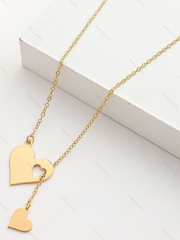 Collier avec Pendentif en Forme de Cœur à Sculpture Creuse Style Simple - d'or 