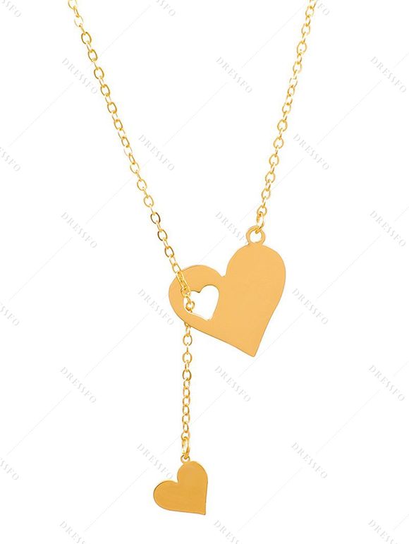 Collier avec Pendentif en Forme de Cœur à Sculpture Creuse Style Simple - d'or 