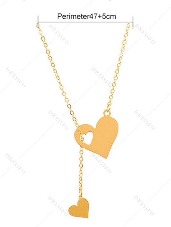 Collier avec Pendentif en Forme de Cœur à Sculpture Creuse Style Simple - d'or 