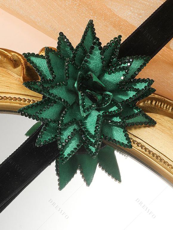 Collier Décontracté Fleur Pendant Exagéré en Couleur Unie en Velours - Vert Algue 