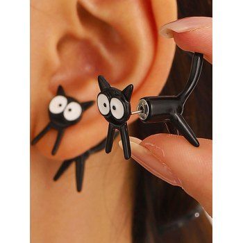 

Cute Cat Shape Trendy Design Earrings, Black