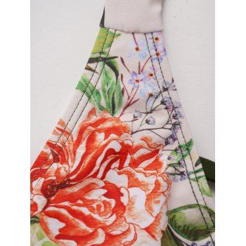 Flower leaf Print Crisscross Halter Bikini Swimsuit Ruched Backless Two Piece Bathing Suit 