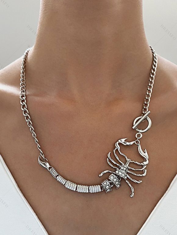 Collier Chaîne Liée en Forme de Scorpion Doré - Argent 