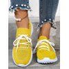 Mesh Breathable Sneakers Platform Casual Sport Shoe Comfort Lace Up Running Shoes - Jaune EU 38