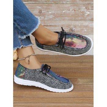 

Women Sequins Decor Sneakers Casual Lace Up Outdoor Shoes Lightweight Low Top Running Shoes, Gray