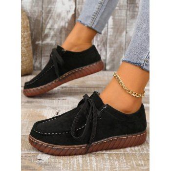 

Women's Lace Up Flats Slip On Fashion Casual Canvas Simple Comfortable Shoes, Black