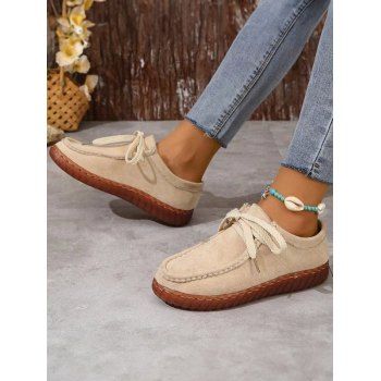 

Women's Lace Up Flats Slip On Fashion Casual Canvas Simple Comfortable Shoes, Light coffee