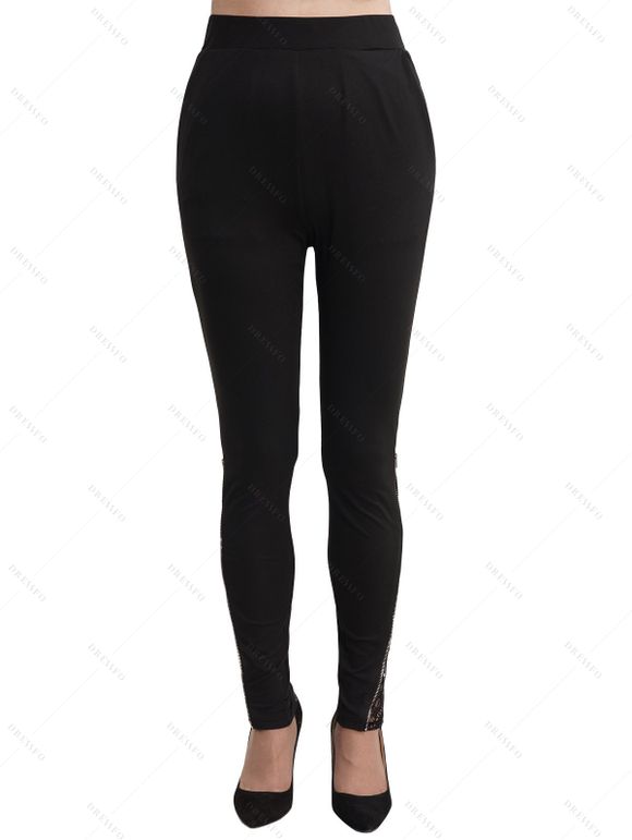 Pantalon Moulant Zippé Long en Couleur Unie avec Poches - Noir S | US 4