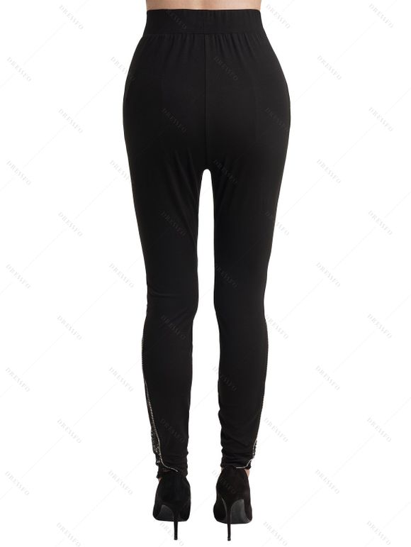 Pantalon Moulant Zippé Long en Couleur Unie avec Poches - Noir S | US 4