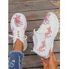 Women Comfortable Fabric Upper Pointed Toe Lace-up Sports Casual Shoes Fashion Printed Flat Bottomed Shoes For Walking - Blanc EU 36
