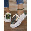 Women Sequins Decor Sneakers Casual Lace Up Outdoor Shoes Lightweight Low Top Running Shoes - Blanc EU 36