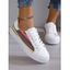 Women Low-cut Fashion Casual Shoes Lace Up White Chunky Striped Sneakers - Blanc EU 42