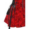 Mini Robe à Bretelle Fine Papillon et Rose Imprimés à Demi-Zip - Rouge foncé M | US 6