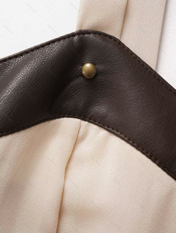 Robe Ligne A Mi-Longue Ceinturée avec Rivets sans Manches à Taille Haute - café lumière XXL | US 14