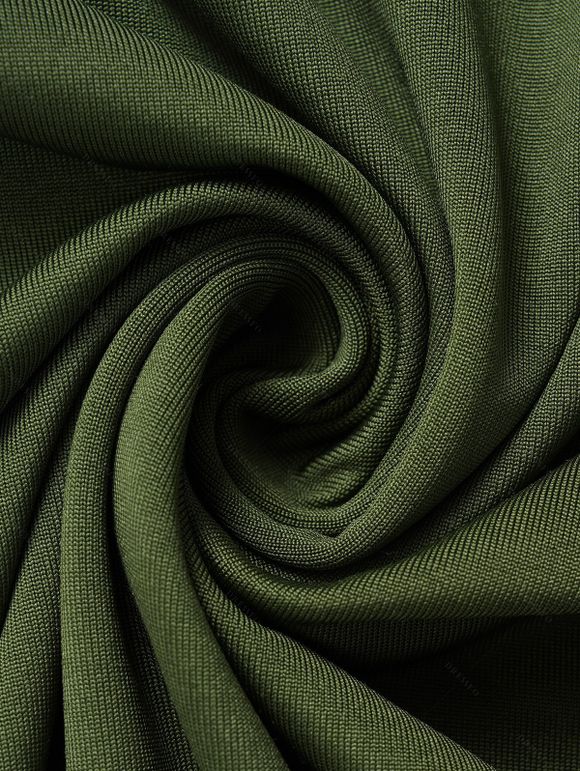 Haut Elastique en Couleur Unie Manches Longues à Col V à Volants - Vert profond M | US 6