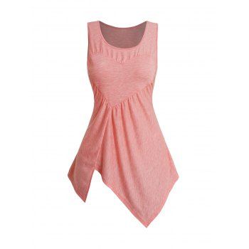 

Valentine's Day Solid Color Heart Print Tank Top Asymmetric Hem Tank Top, Light pink