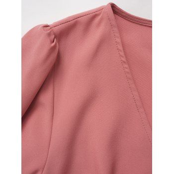 Valentine`s Day Women High Low Wrap Style Midi V Neck Solid Color Irregular Casual A Line Dress 