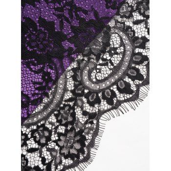 Allover Flower Print Lace Mesh Overlay with Corset Belt Double Spaghetti Strap Cami Dress