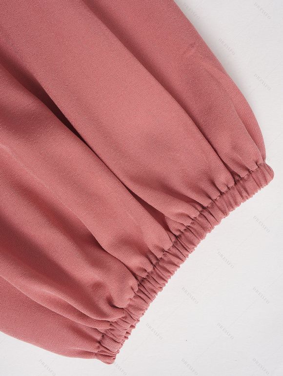 Saint Valentin femme haute Low Wrap Style Midi col V couleur unie irrégulier Casual A Line robe - Rose clair S | US 4