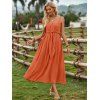 Robe Plissée à Bretelle Fine Ajustable en Couleur Unie à Double Bretelle Fine - Orange XL | US 12