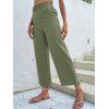 Pantalon Ceinturé Bouclé en Couleur Unie à Jambe Large avec Poche à Volants - Vert clair XL | US 12