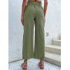 Pantalon Ceinturé Bouclé en Couleur Unie à Jambe Large avec Poche à Volants - Vert clair XL | US 12