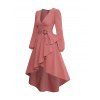 Saint Valentin femme haute Low Wrap Style Midi col V couleur unie irrégulier Casual A Line robe - Rose clair M | US 6