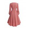 Saint Valentin femme haute Low Wrap Style Midi col V couleur unie irrégulier Casual A Line robe - Rose clair M | US 6