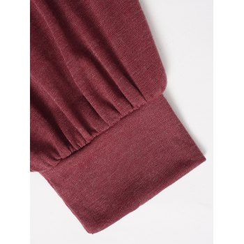 Knot Lapel Neck Top Plain Color Long Sleeve Casual Top