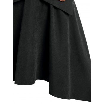 Mock Button High-low Suspender Skirt
