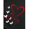 Saint Valentin bateau col découpé épaule Tee papillon rouge coeur imprimé manches longues T Shirt - Noir XXL | US 14