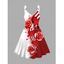 Plus taille de la Saint-Valentin Allover Red Rose Heart Print Robe V Nou de cou choeur de cou - Rouge 5X | US 24